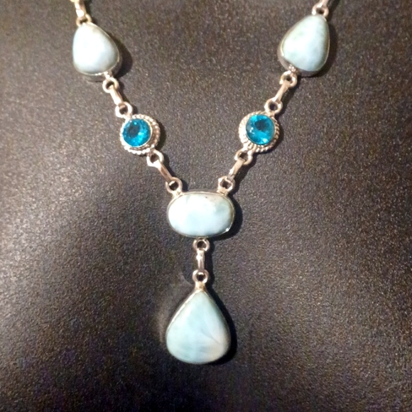 Larimar,blue topaz,station necklace! - Picture 2 of 8